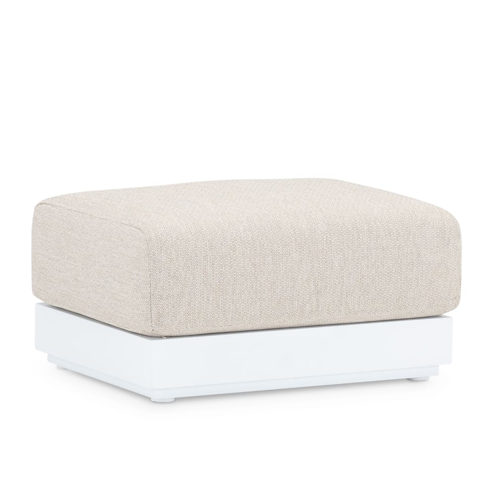 Reposepied d'extérieur en aluminium blanc avec coussin beige