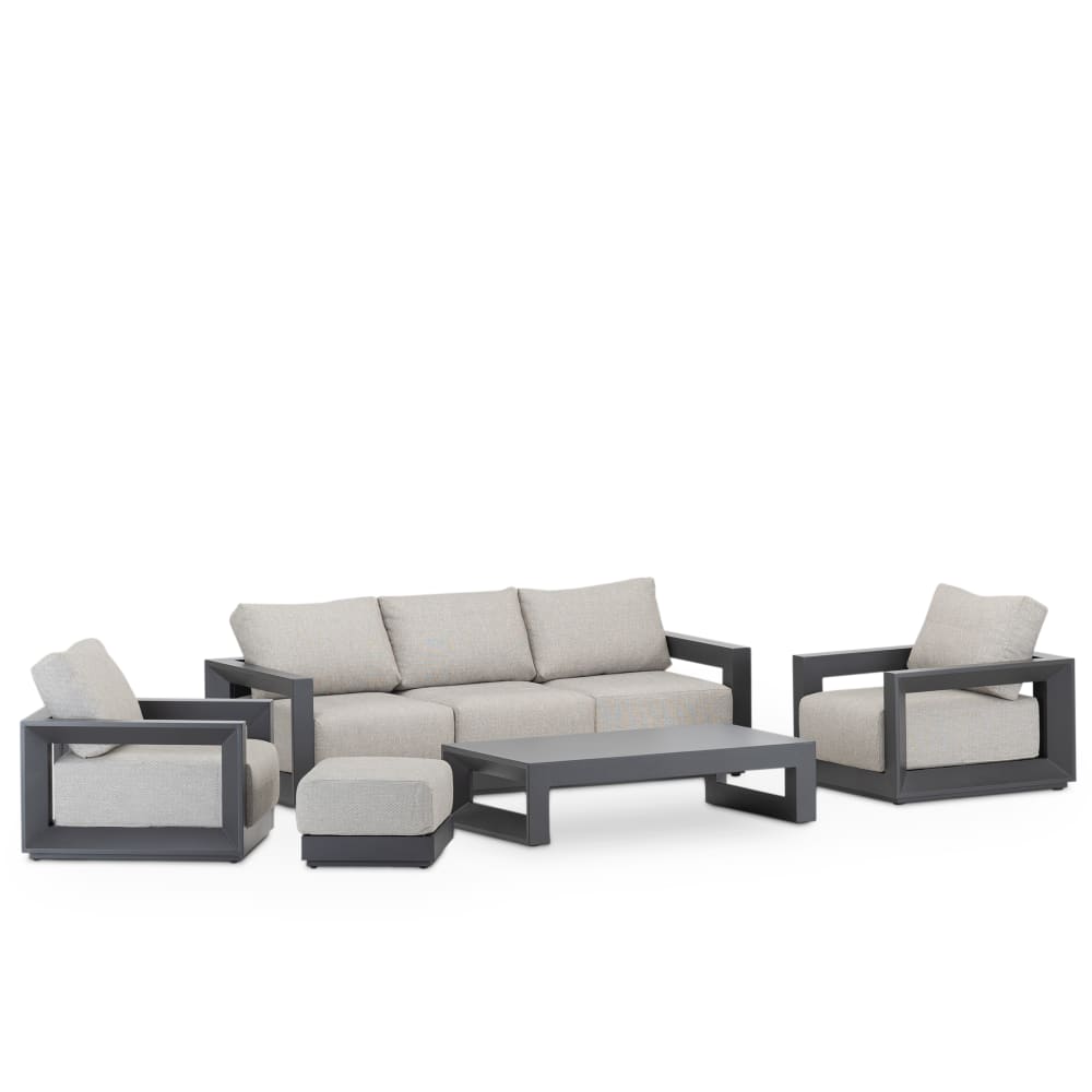 Ensemble de jardin en aluminium anthracite 5 places avec repos