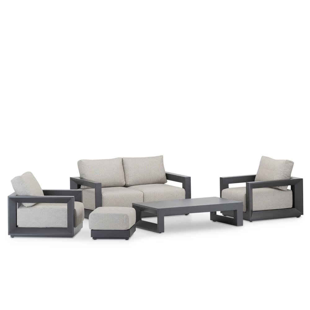 Ensemble de jardin en aluminium anthracite 4 places avec repos