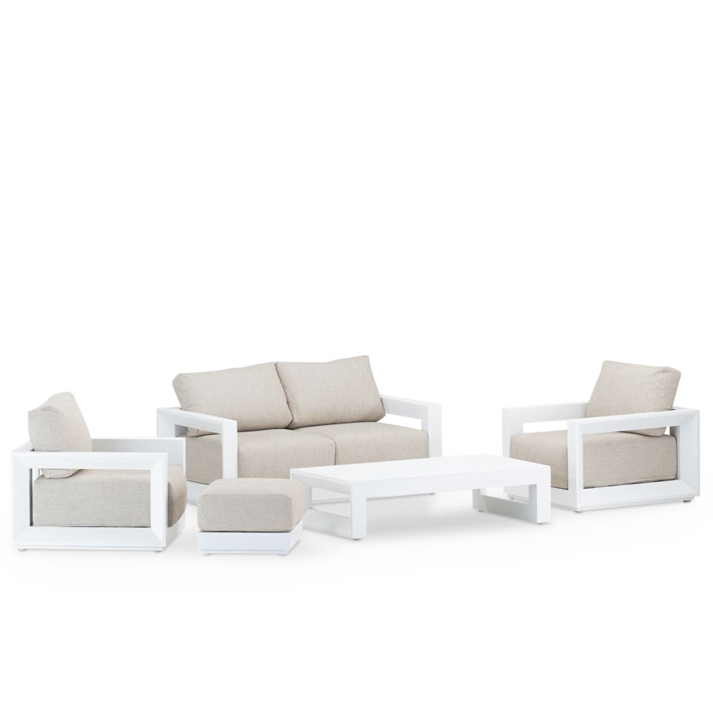Salon de jardin en aluminium blanc 4 places avec repos