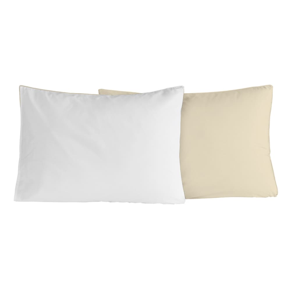 Sensei Maison 2 taies d'oreiller bicolores en percale ficelle/blanc 50x70 cm style classique chic Beige Certifié Oeko-Tex Coton