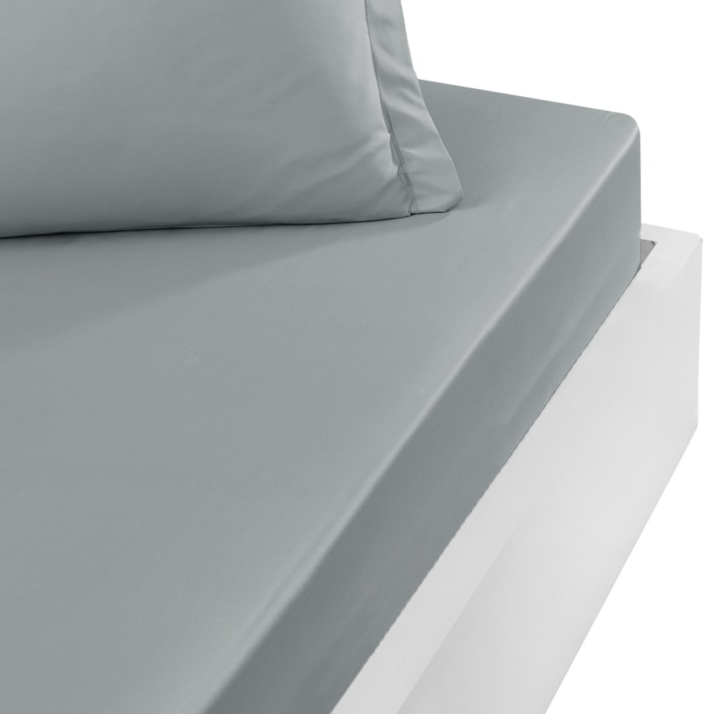 Drap housse en percale bonnet 40cm galet 90x200 cm