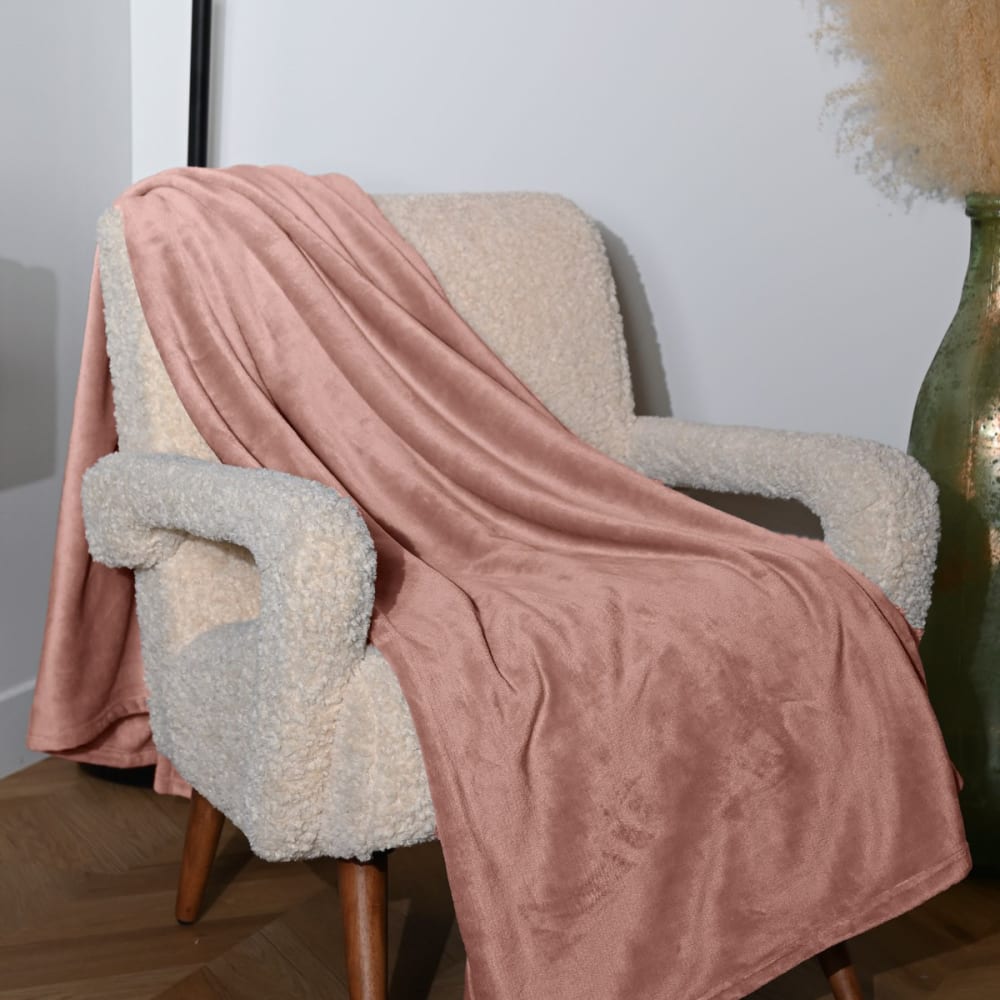 Pplaid polaire extra doux et chaud poudre 150x180 cm