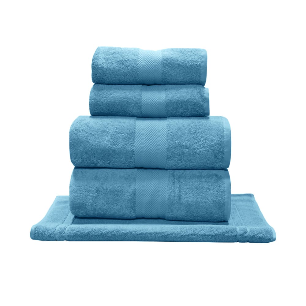 Ensemble de bain 5 pièces avec tapis cobalt