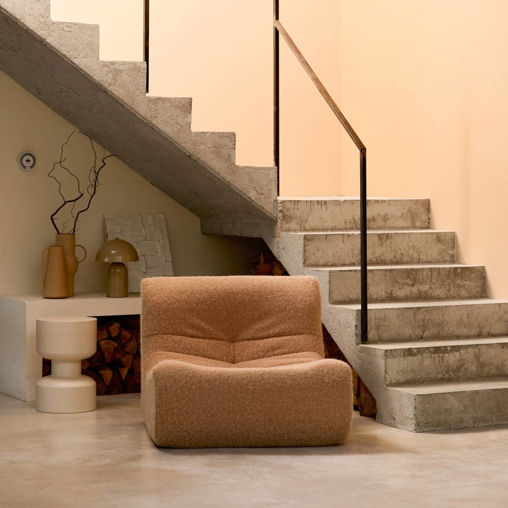 Chauffeuse tissu effet alpaca 1 place, beige - Maisons du Monde