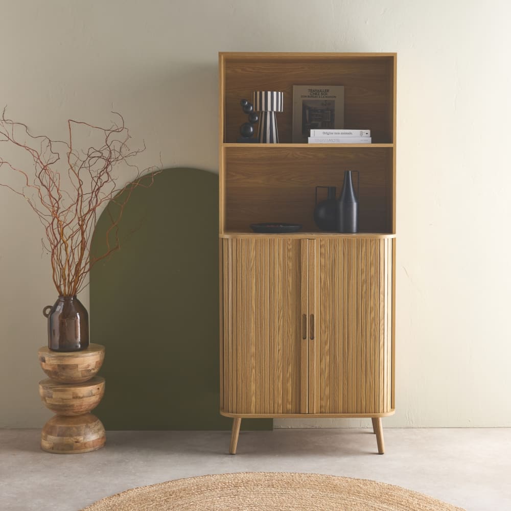 sweeek Skandinavisches Bücherregal, naturfarben style modern Beige Spanplatte