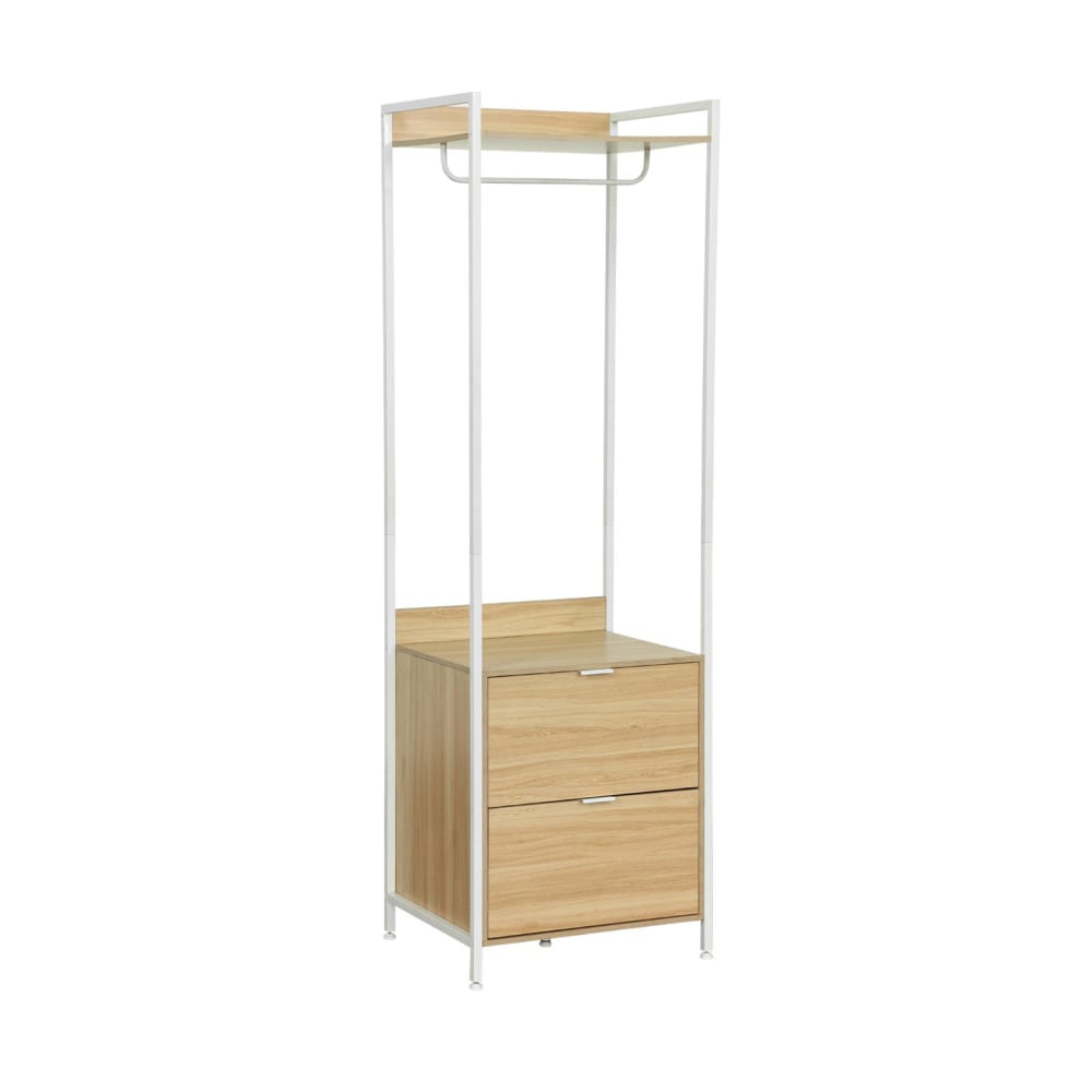 Module dressing blanc avec 1 penderie, 2 tiroirs et 1 étagère