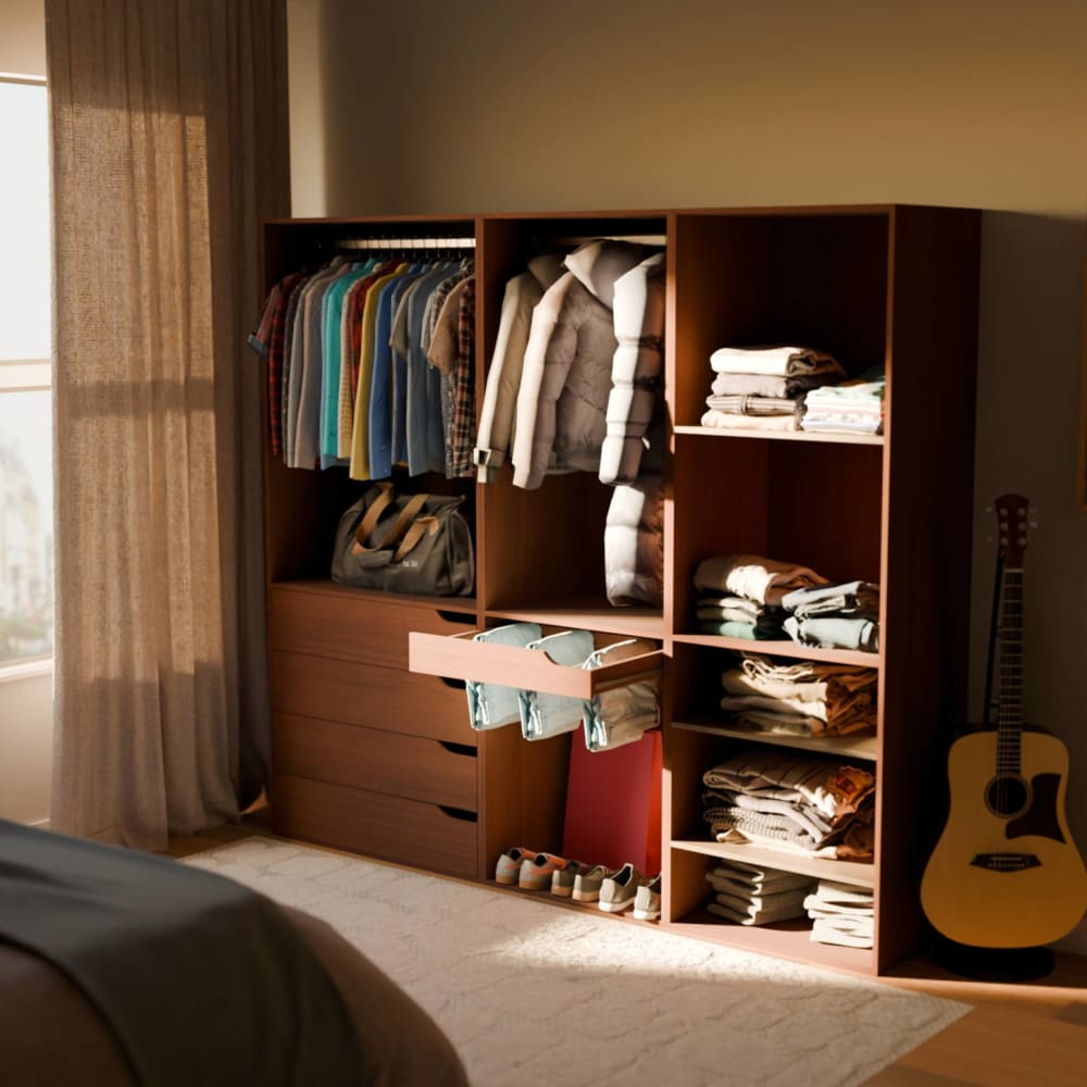 Kit dressing modulable avec 3 éléments, noyer