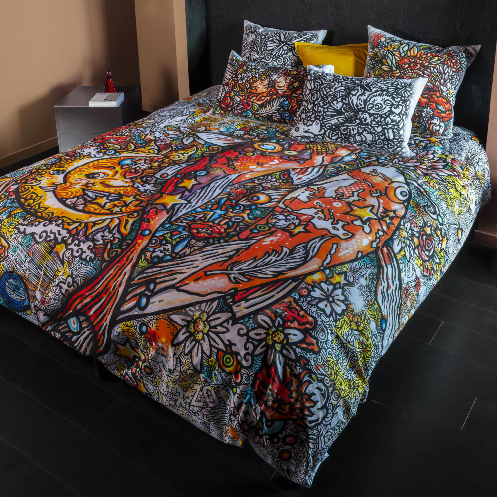 Housse de couette coton imprimé blanc 240 x 220 cm