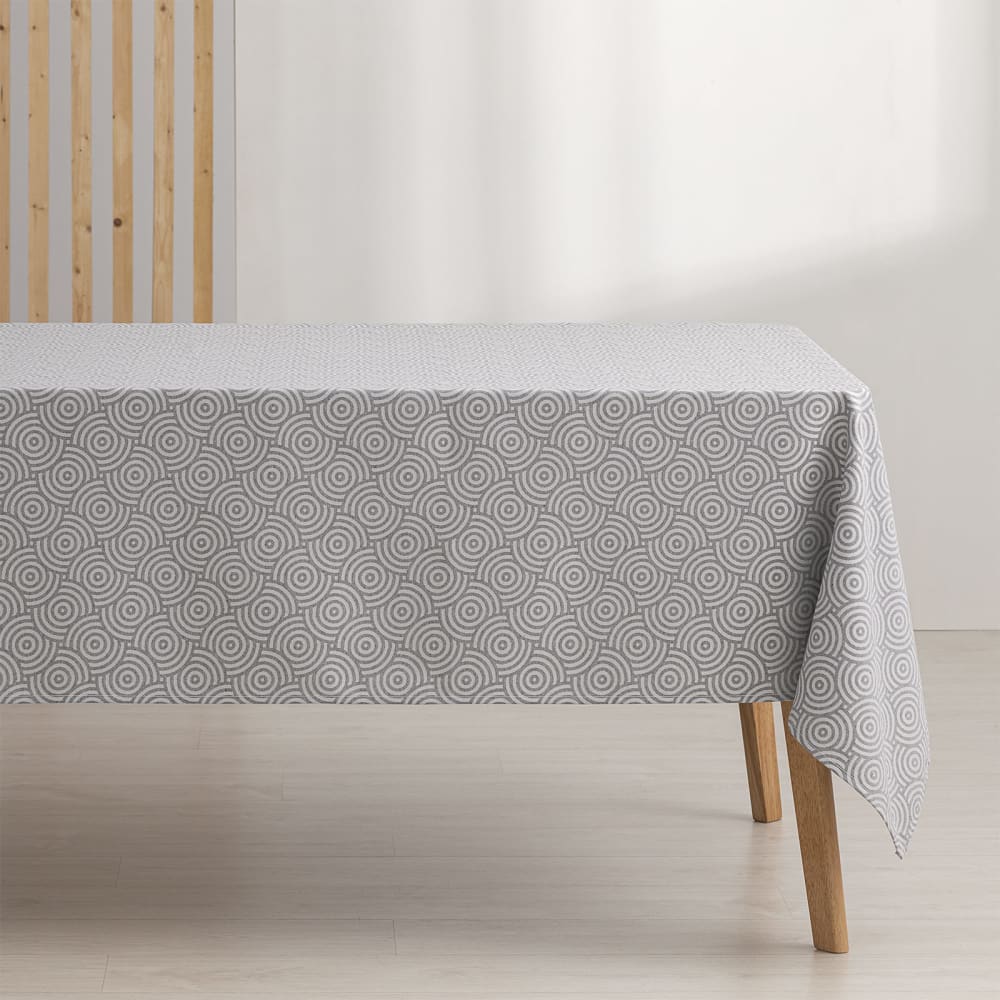 Gamusi Wasserdichte Tischdecke aus Baumwolle, Grau 140x300 cm style modern Weiß Öko-Tex Zertifikat Baumwolle