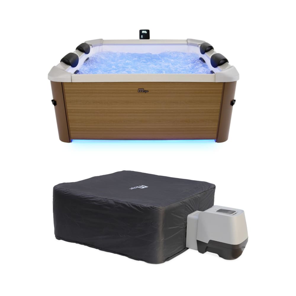Spa rigide beige 6 places hydromassages, 4 coussins + housse