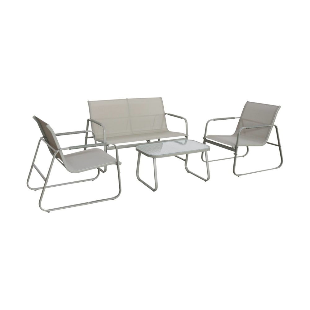 Salon de jardin acier 4 places kaki - Maisons du Monde