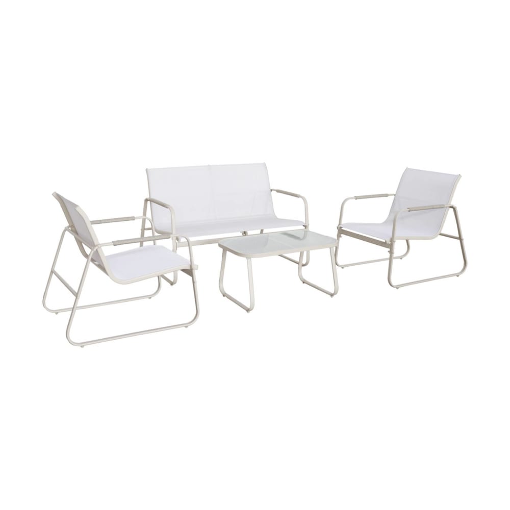 Salon de jardin acier 4 places blanc - Maisons du Monde