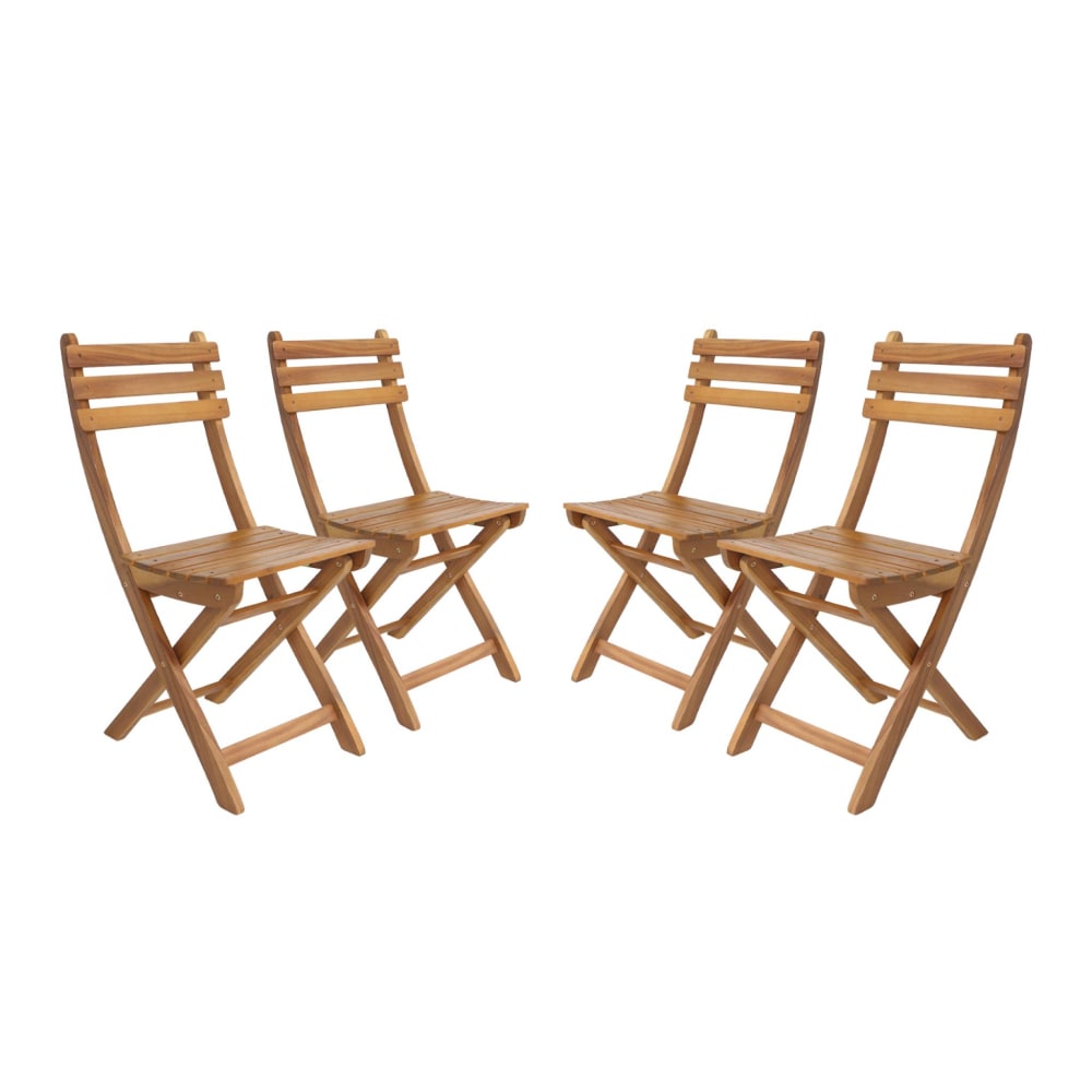 Lot de 4 chaises de jardin pliables acacia naturel
