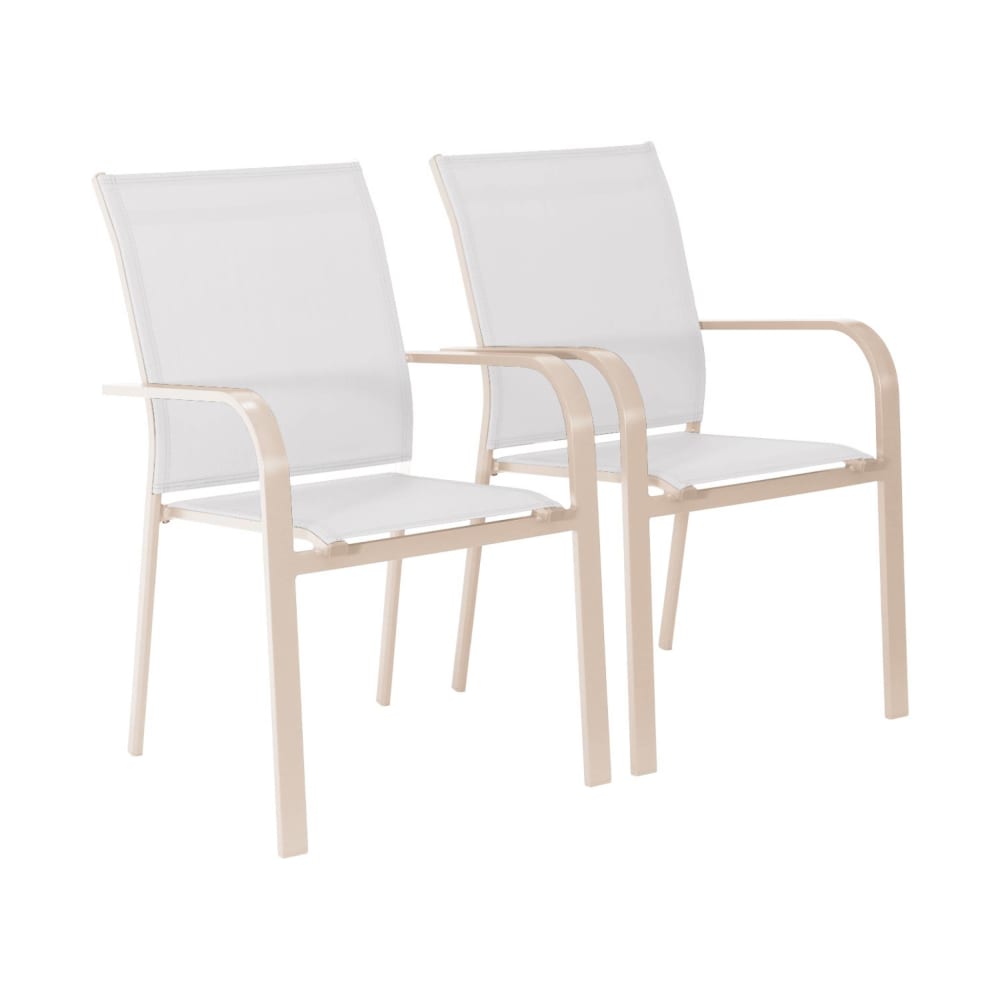 Lot de 2 fauteuils de jardin empilables beige