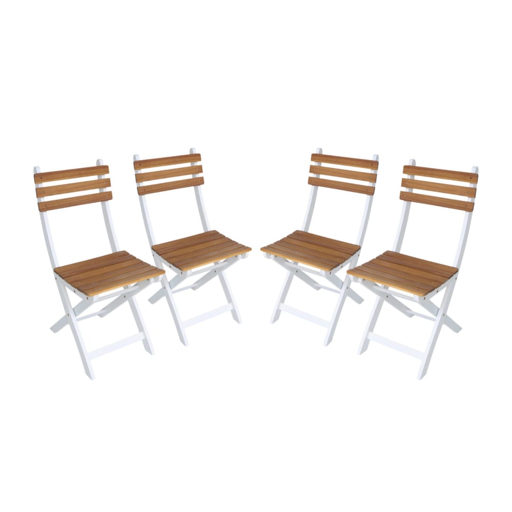Lot de 4 chaises de jardin pliables acacia blanc