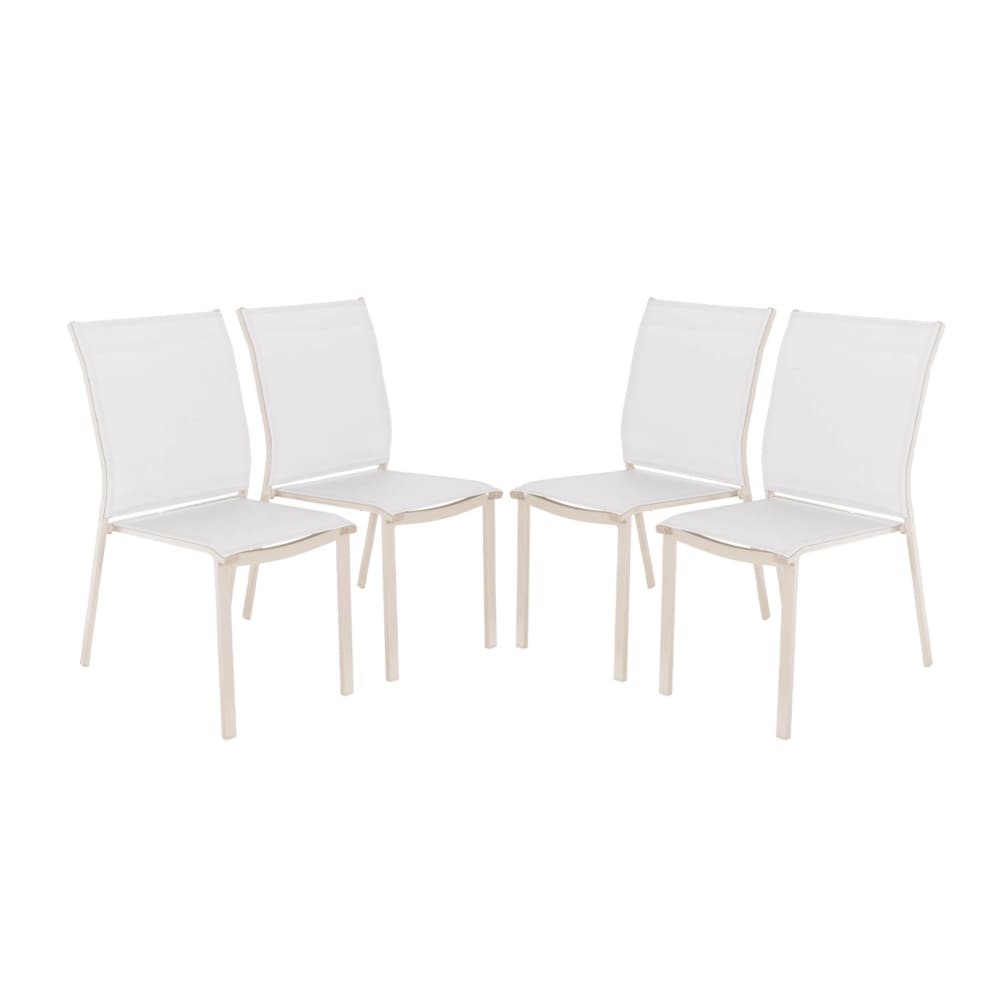 Lot de 4 chaises de jardin empilables beige
