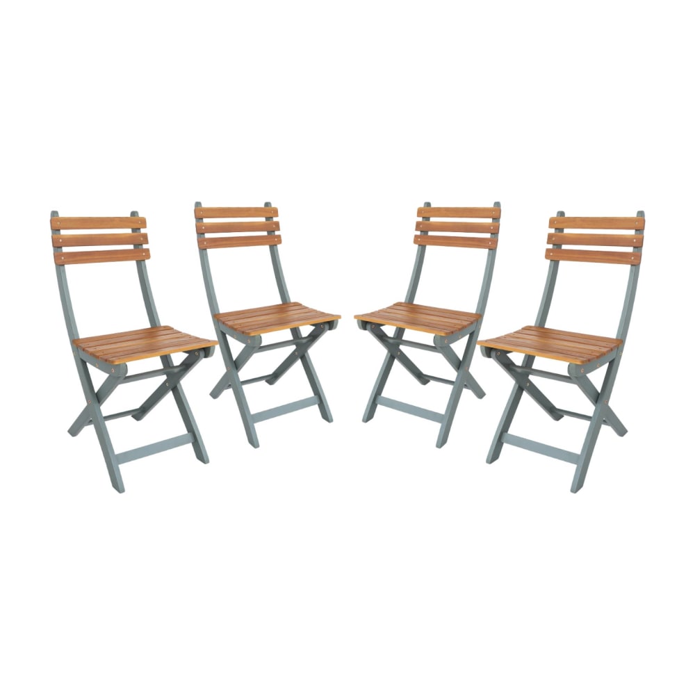 Lot de 4 chaises de jardin pliables acacia kaki