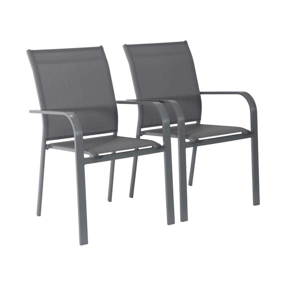 Lot de 2 fauteuils de jardin empilables anthracite - Maisons du Monde