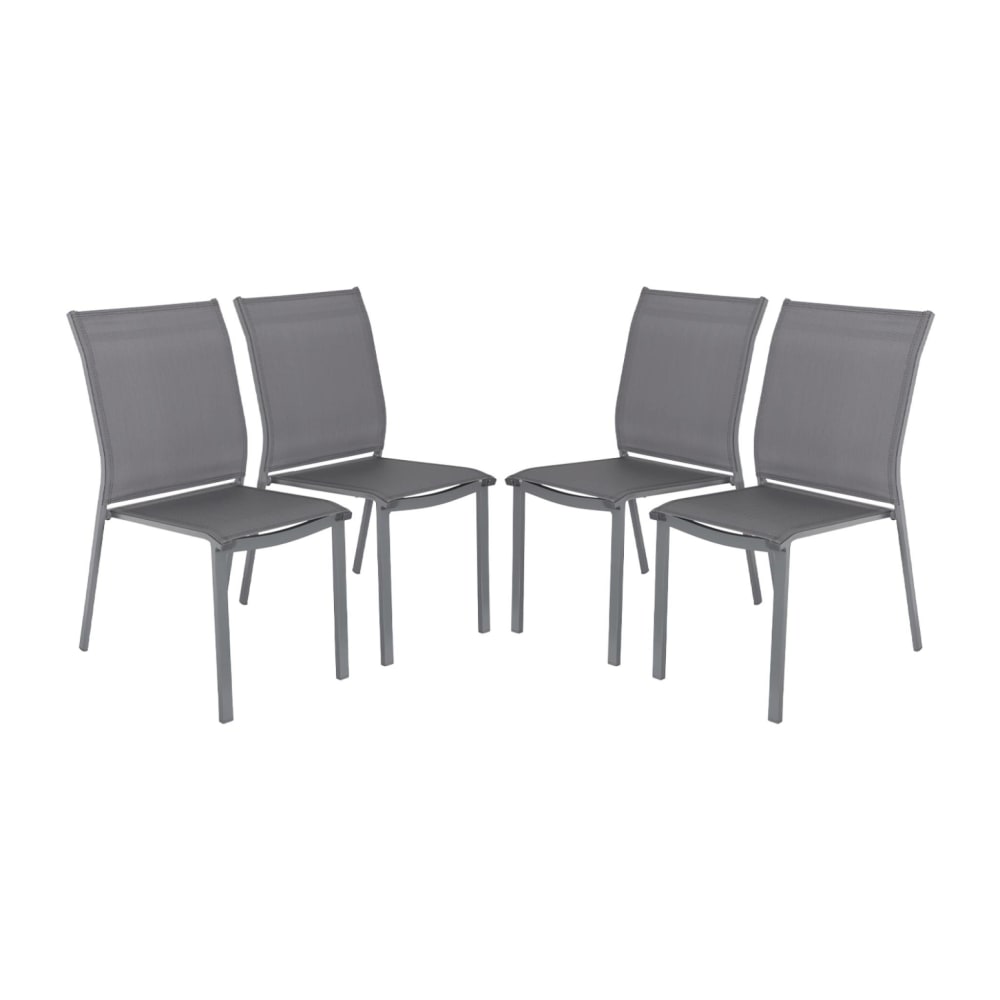 Lot de 4 chaises de jardin empilables anthracite