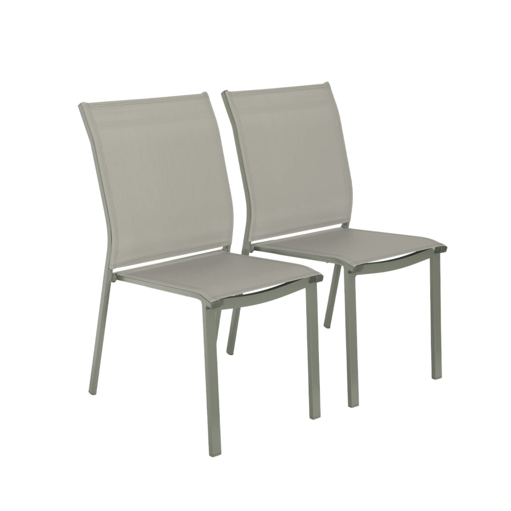Lot de 2 chaises de jardin empilables kaki - Maisons du Monde