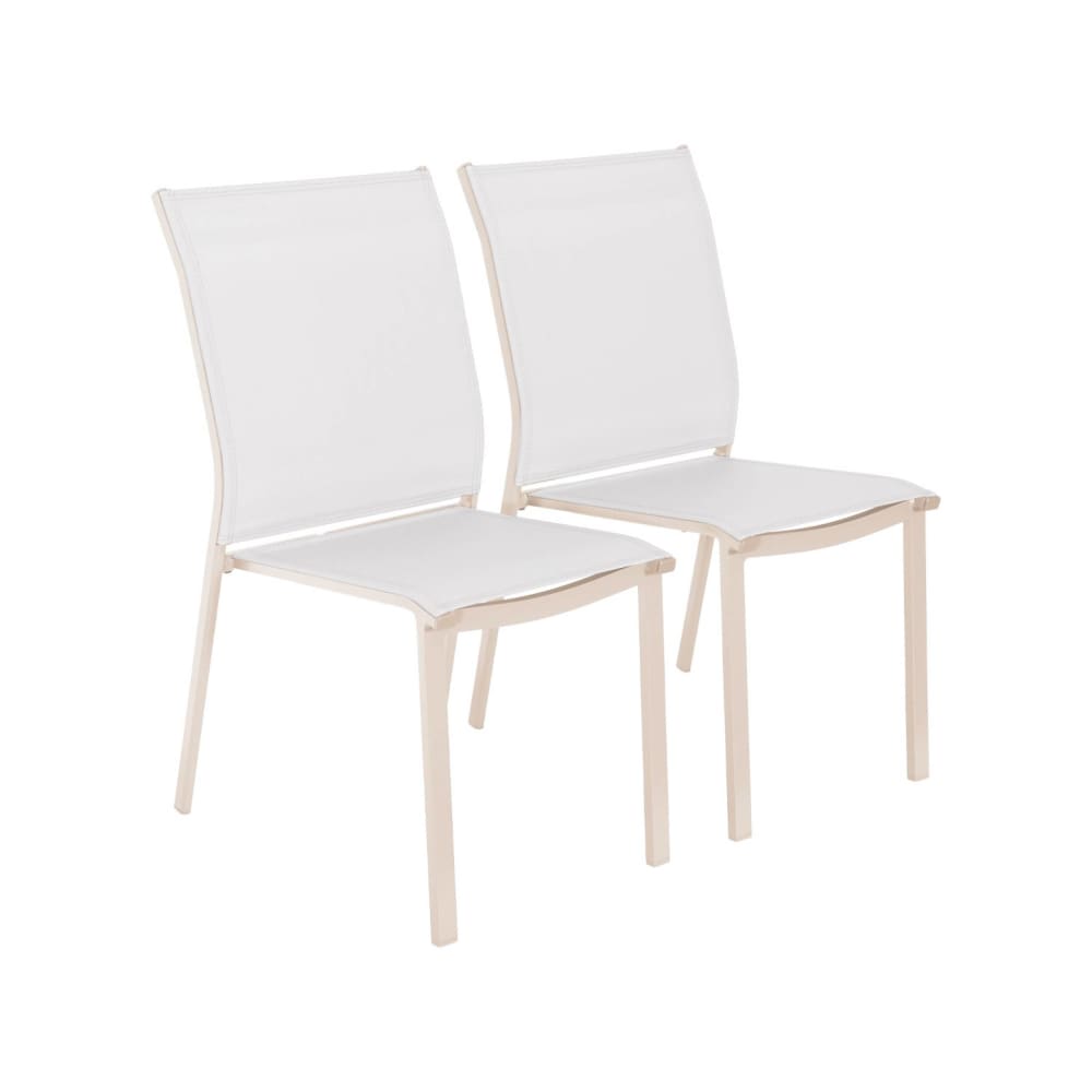 Lot de 2 chaises de jardin empilables beige