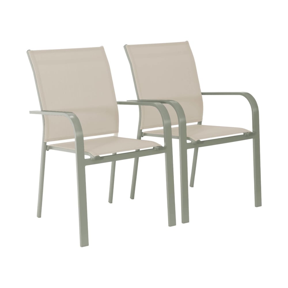 Lot de 2 fauteuils de jardin empilables kaki - Maisons du Monde