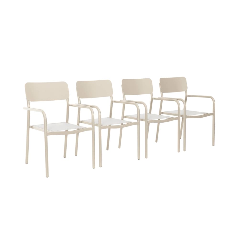 Lot de 4 fauteuils de jardin empilables beige
