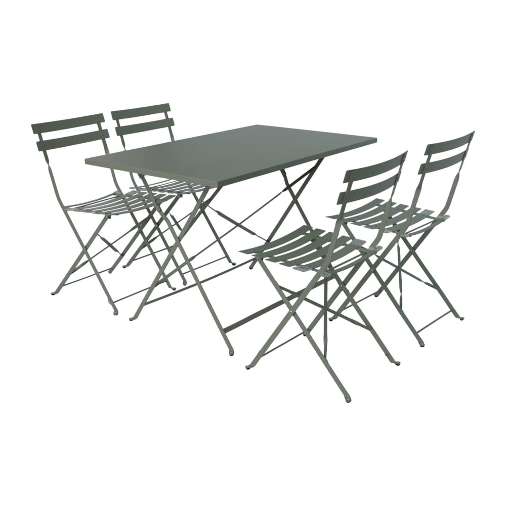 Salon de jardin bistrot pliable rectangulaire 110 x 70cm, kaki i