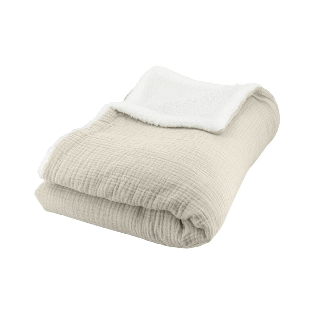 Plaid sherpa et gaze de coton 130 x 170 cm galet - Maisons du Monde