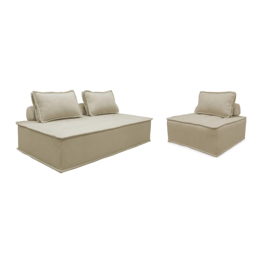 Sofá modular en tela lisa, 3 plazas, beige