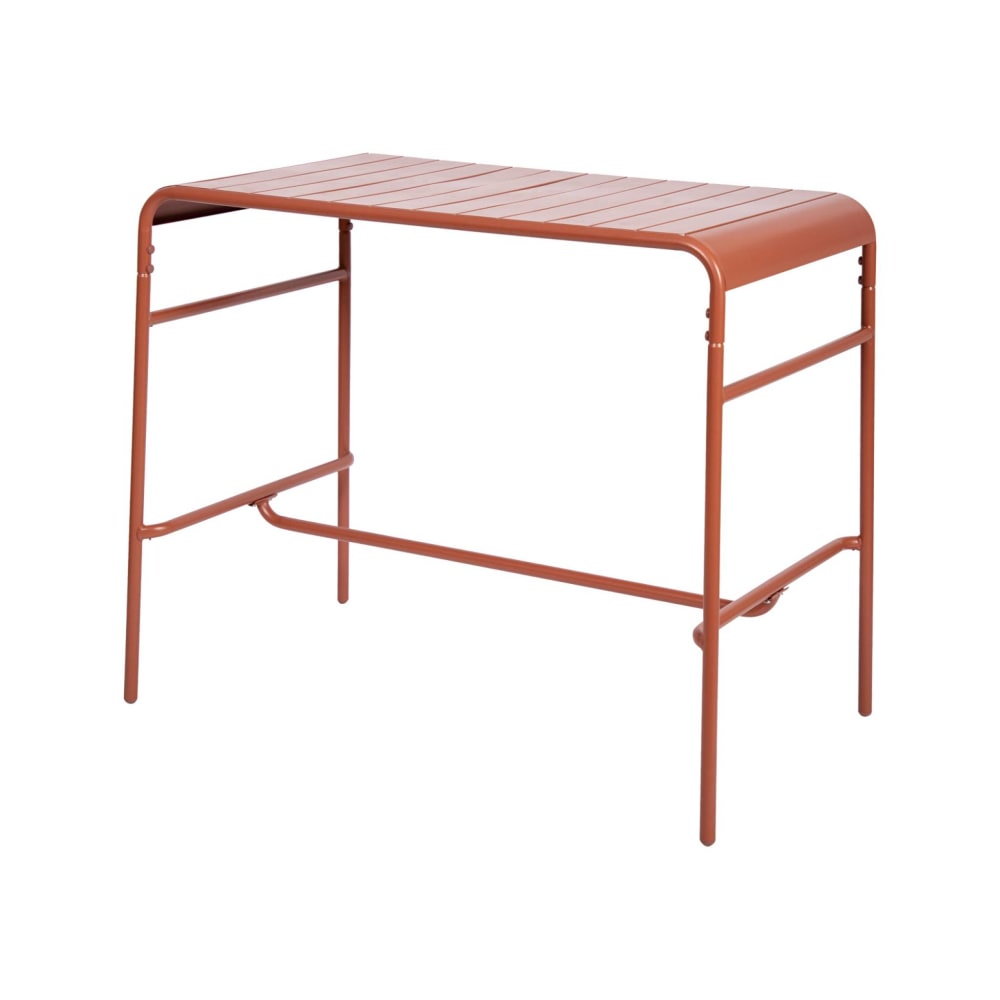 Table haute de jardin métal 4 places, terracotta