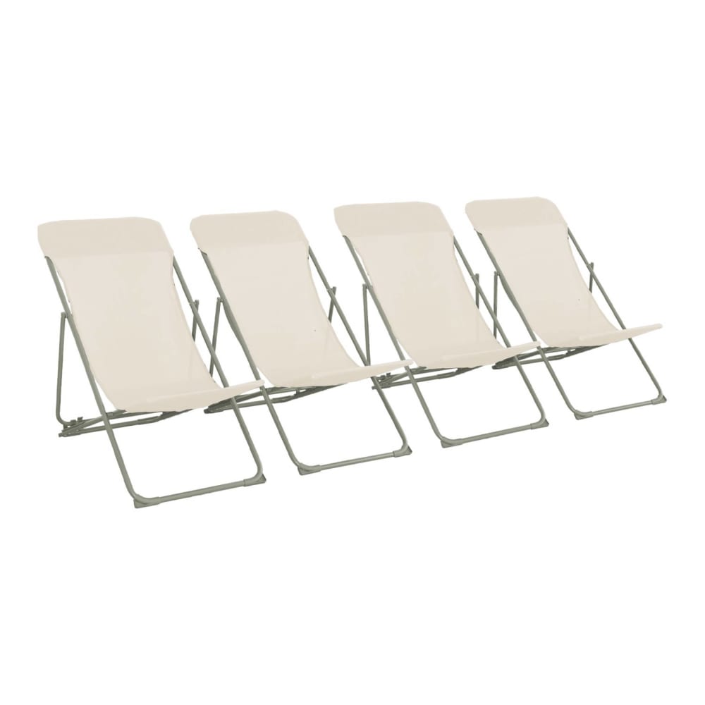 Lot de 4 chaises pliantes kaki textilene