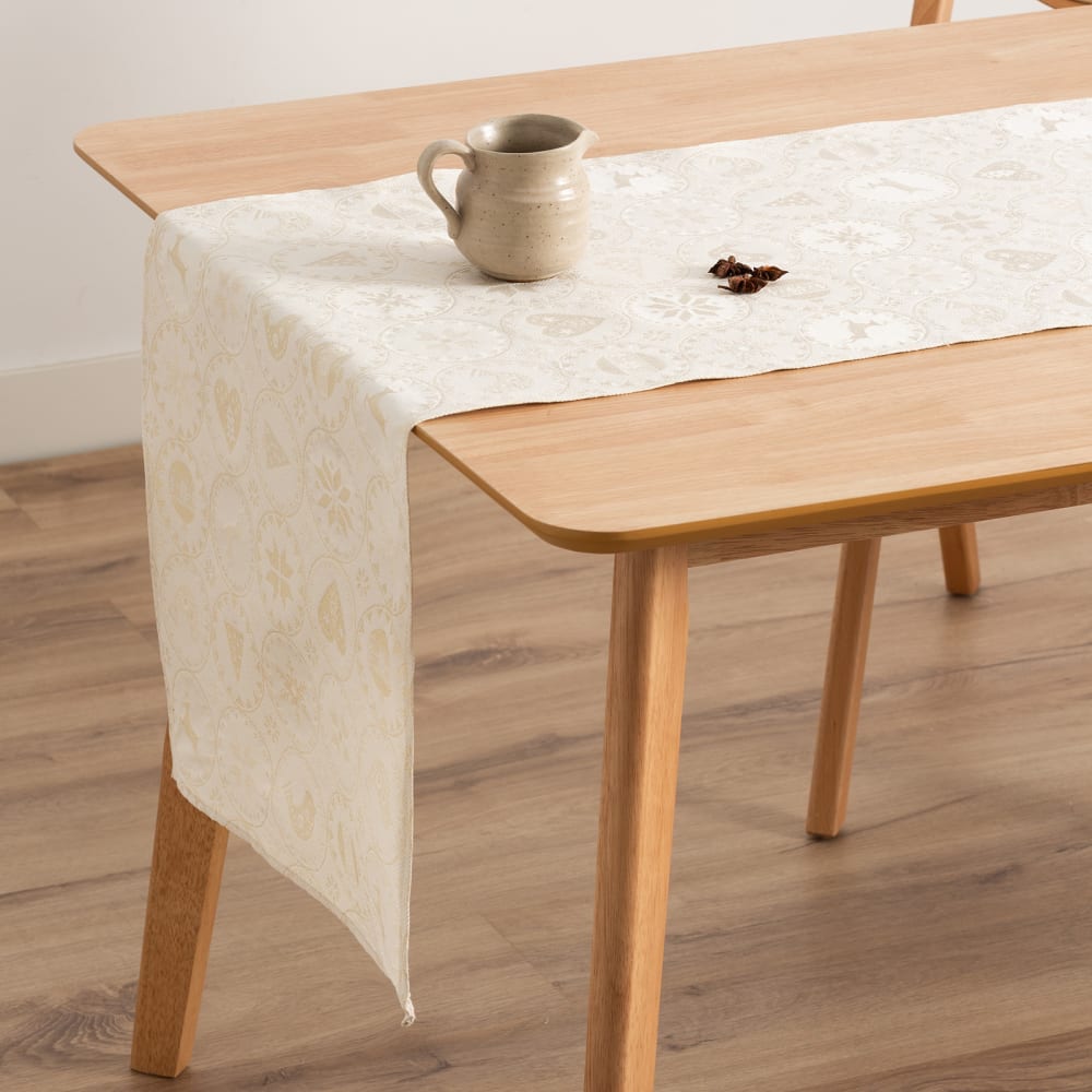 Camino de mesa navidad jacquard algodón crudo 45x135 cm