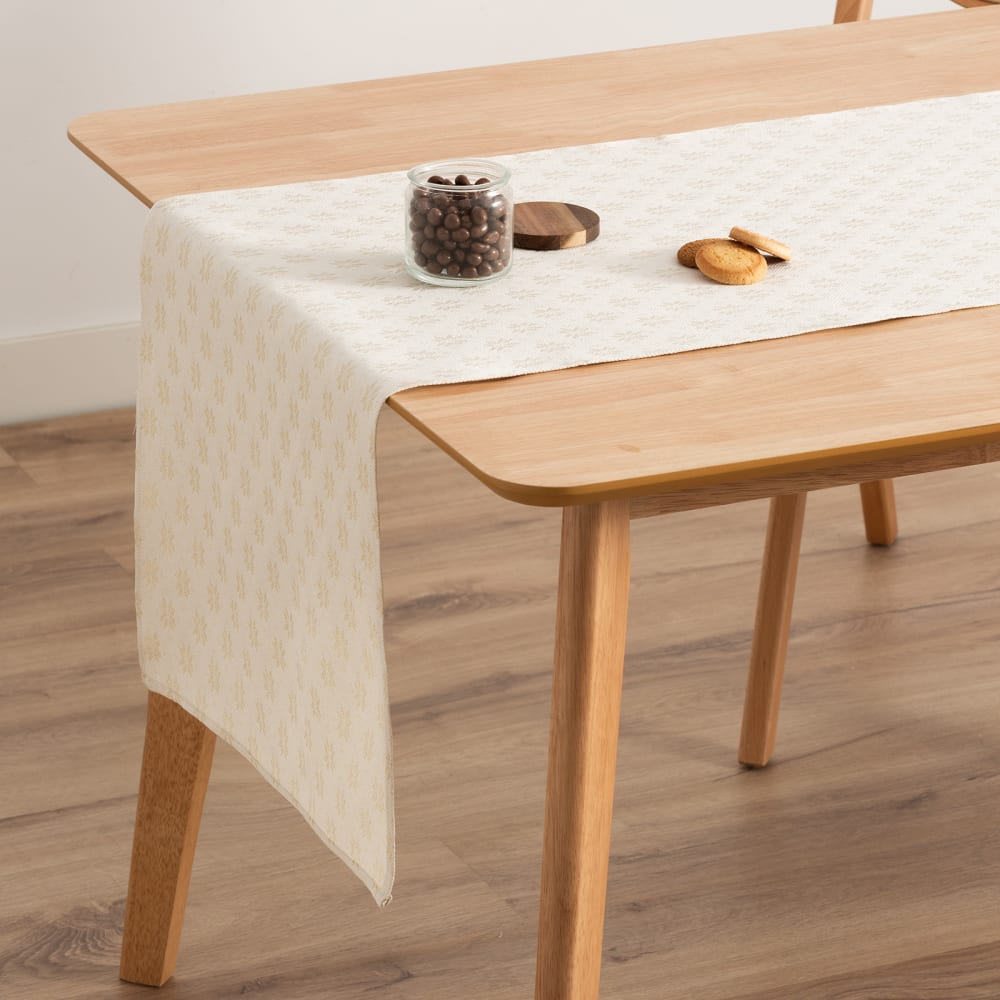 Camino de mesa navidad jacquard algodón crudo 45x135 cm