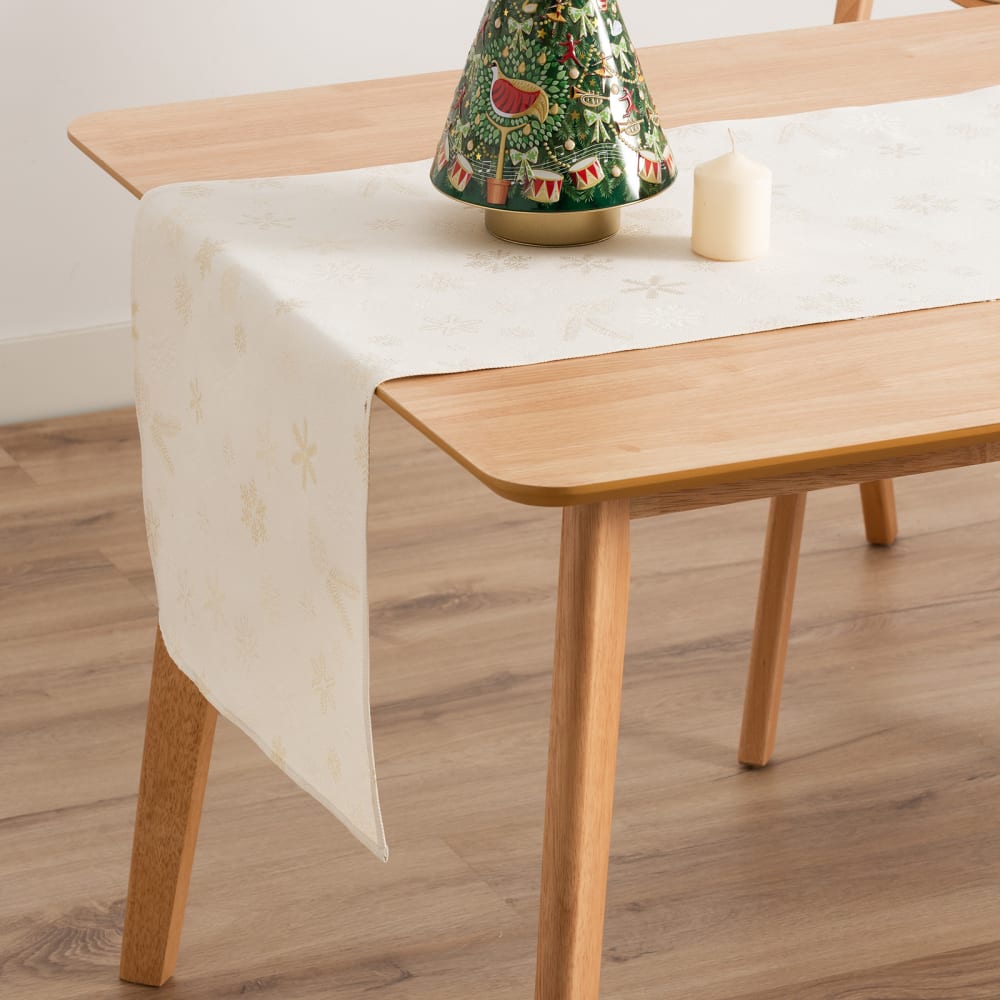 Camino de mesa navidad jacquard algodón crudo 45x135 cm