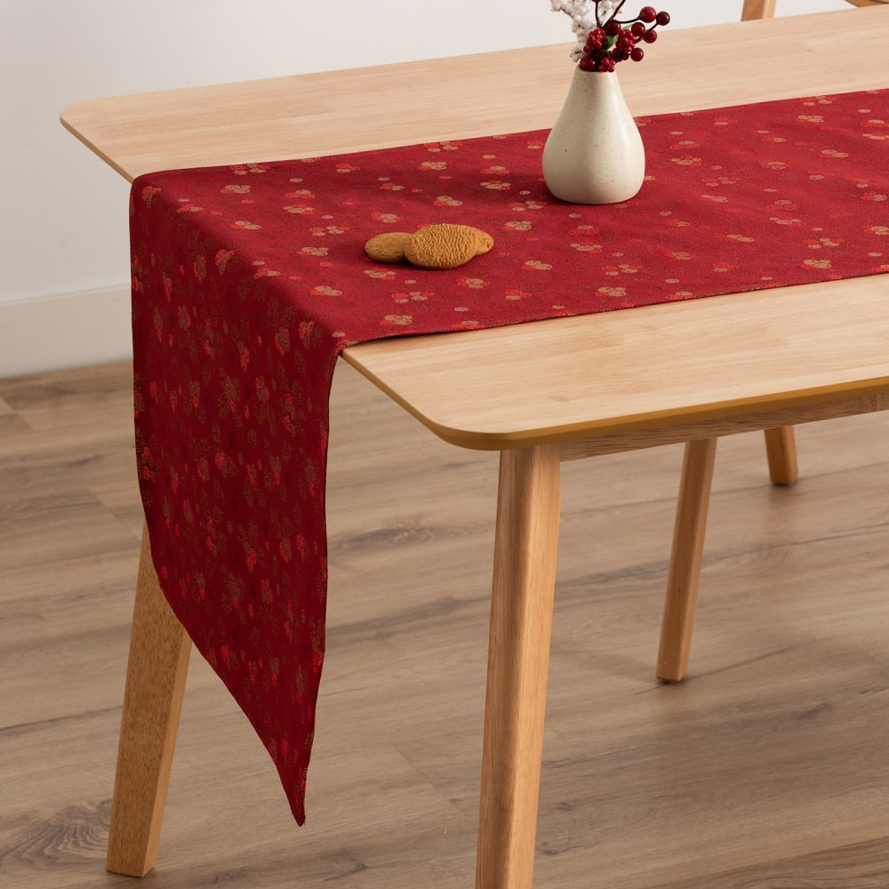 Camino de mesa navidad jacquard algodón rojo 45x135 cm