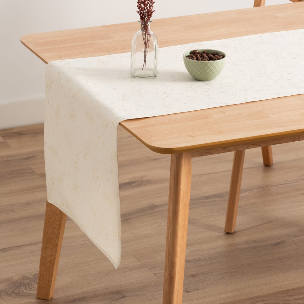 Camino de mesa navidad jacquard algodón crudo 45x135 cm