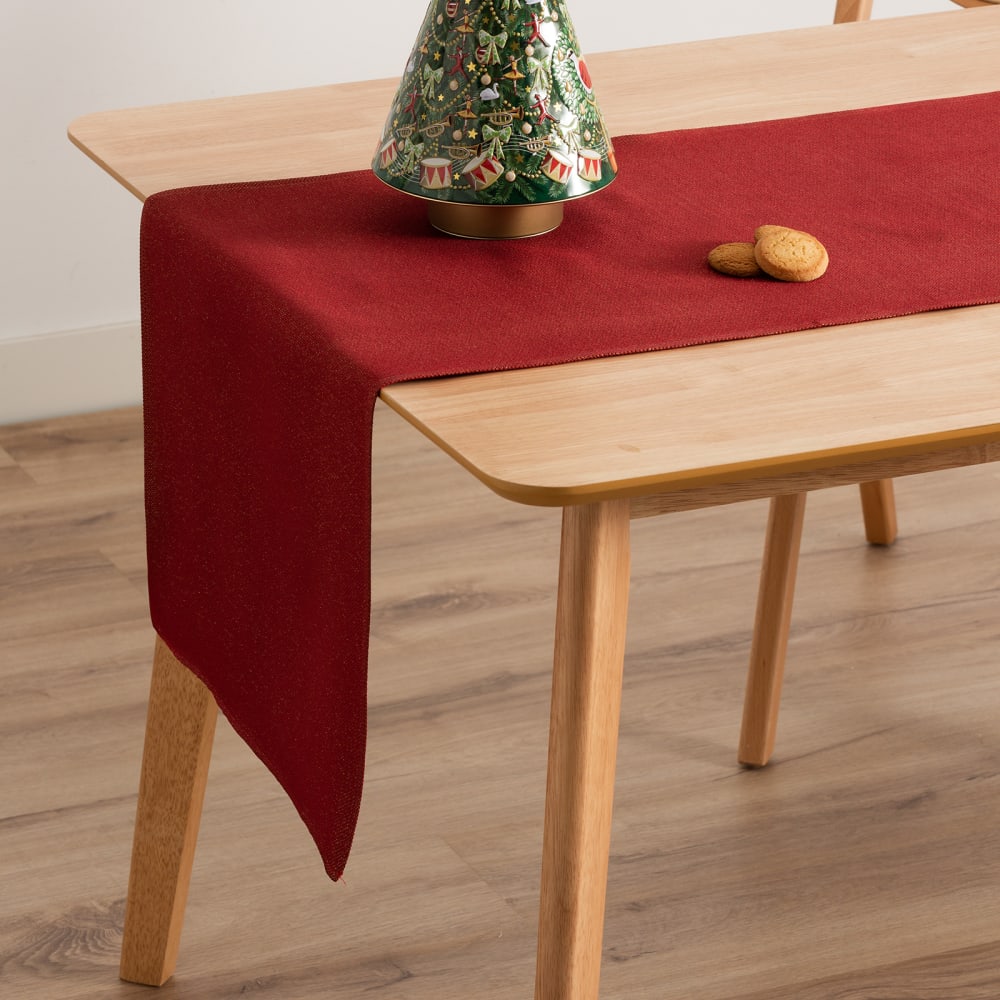 Camino de mesa navidad jacquard algodón rojo 45x135 cm