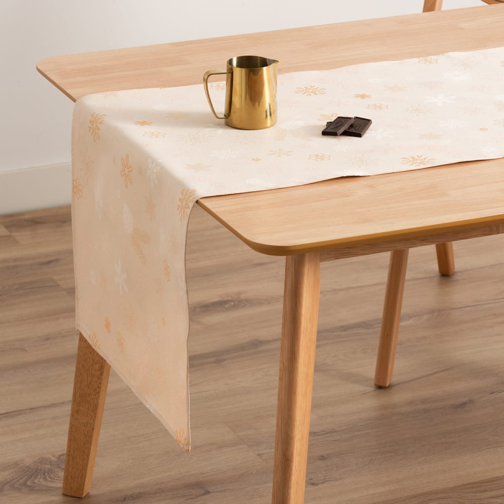 Camino de mesa navidad jacquard algodón naranja y oro 45x135 cm