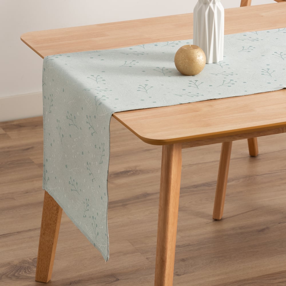 Camino de mesa navidad jacquard algodón agua y plata 45x135 cm