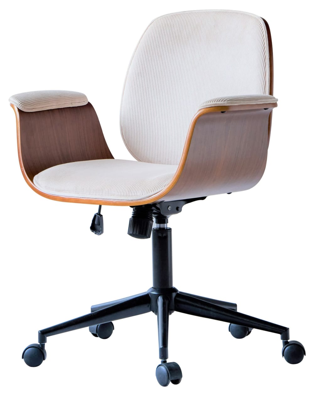 Bürostuhl aus Metall und Cordsamt Beige - Maisons Du Monde
