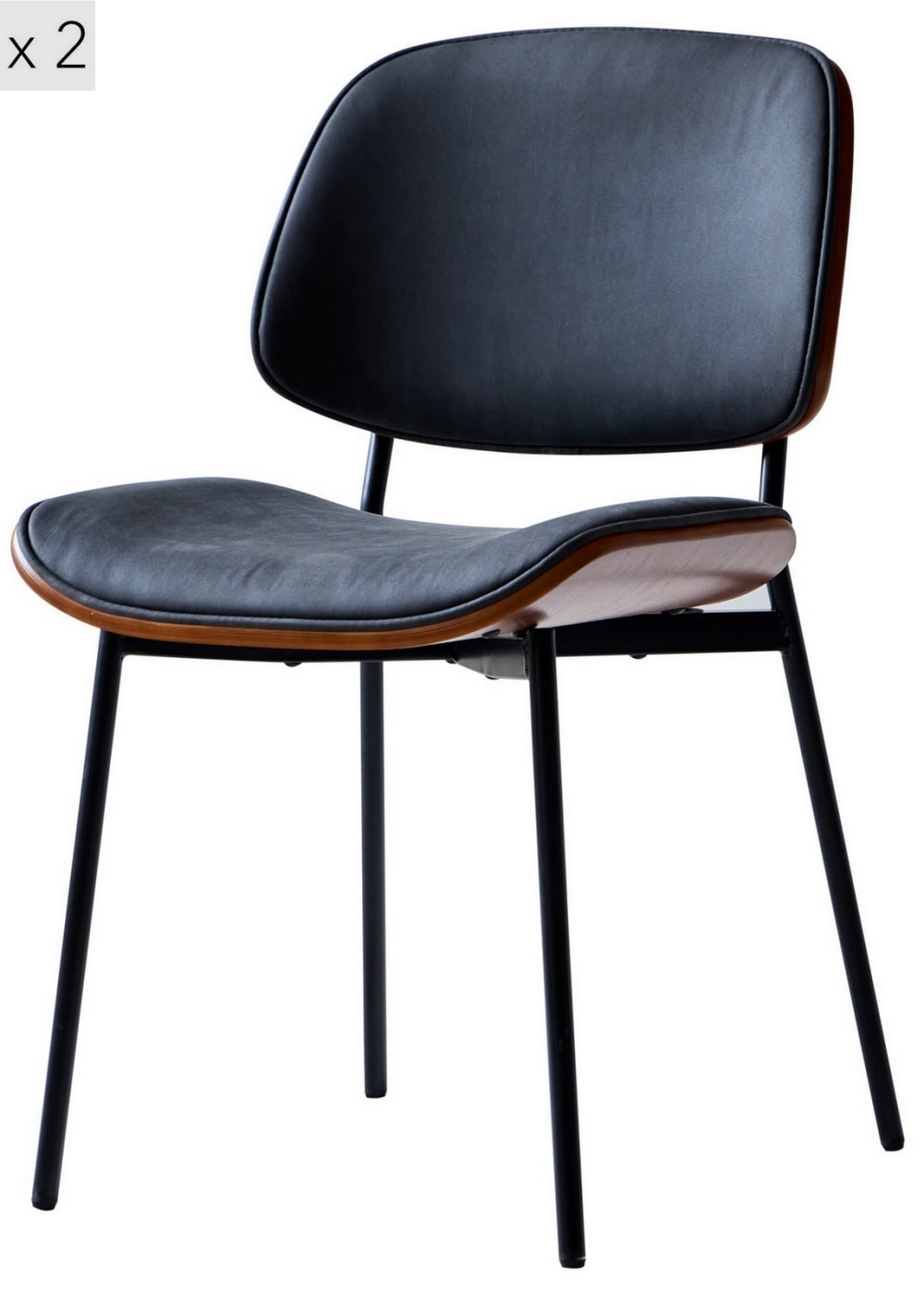 Lot de 2 chaises de salle à manger industrielles en simili noir - Maisons du Monde