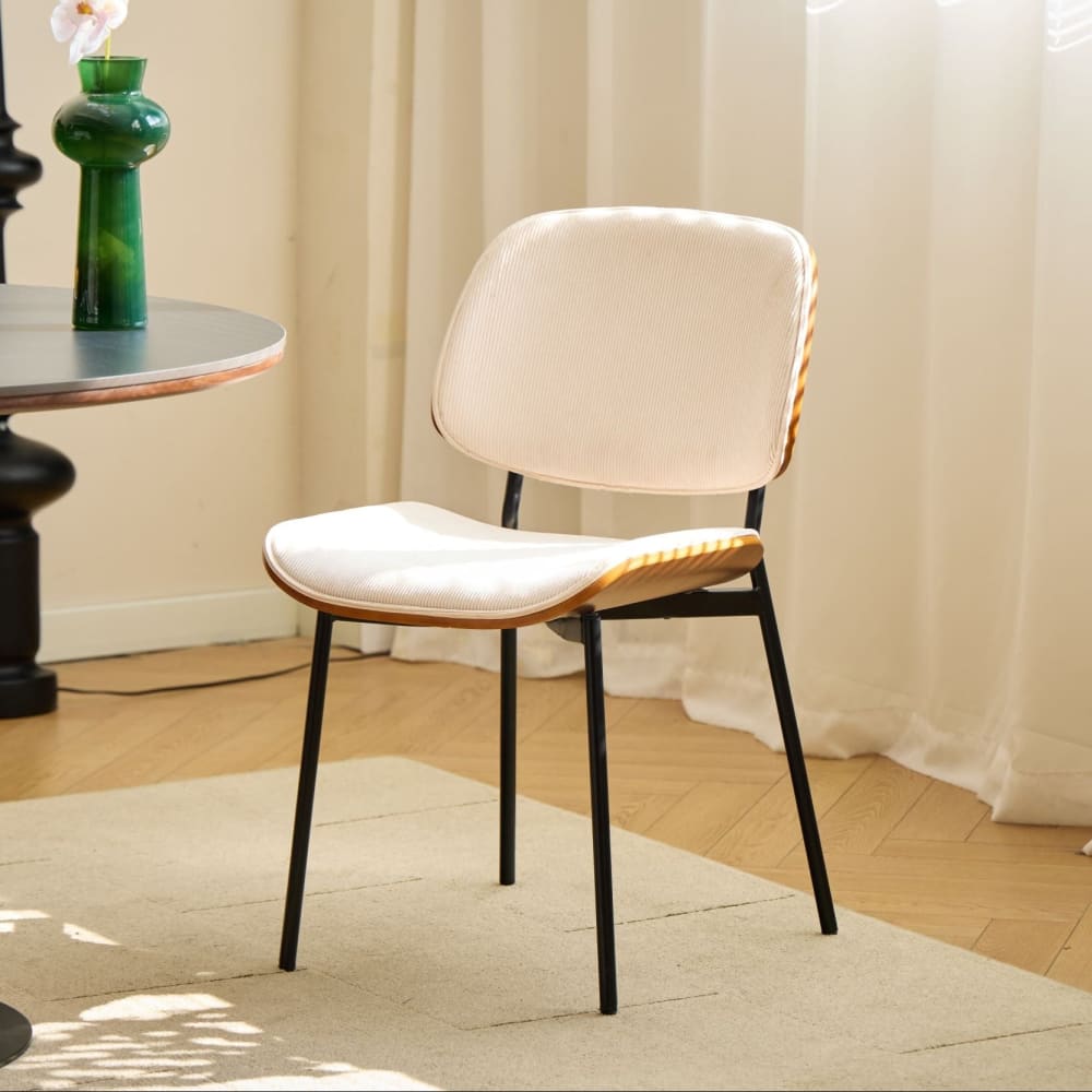 Nordlys Esszimmerstühle (2er Set) aus Metall und Kordsamt Beige style modern Beige Öko-Tex Zertifikat Stoff
