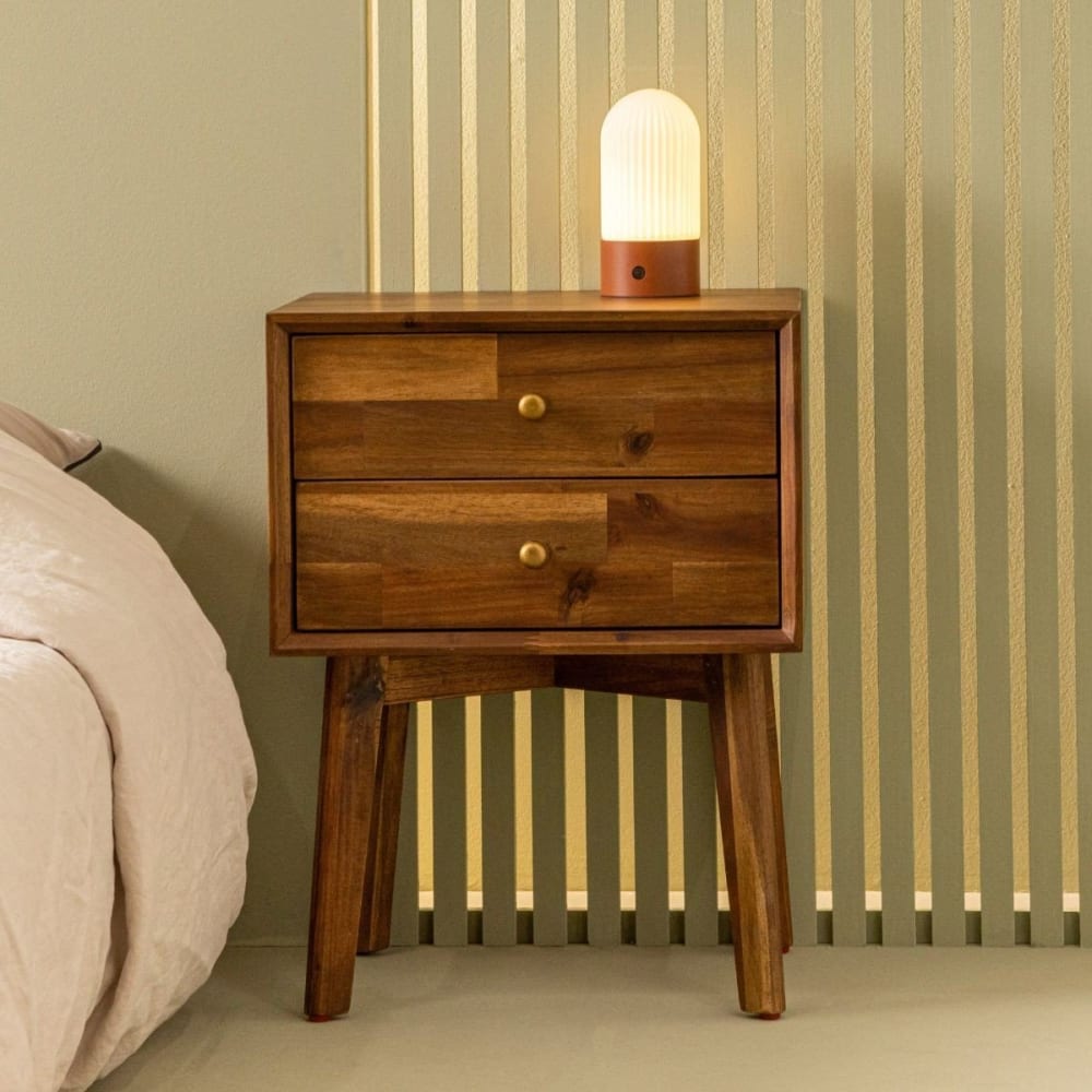 Chevet 2 tiroirs en acacia massif - l64 cm - Maisons du Monde