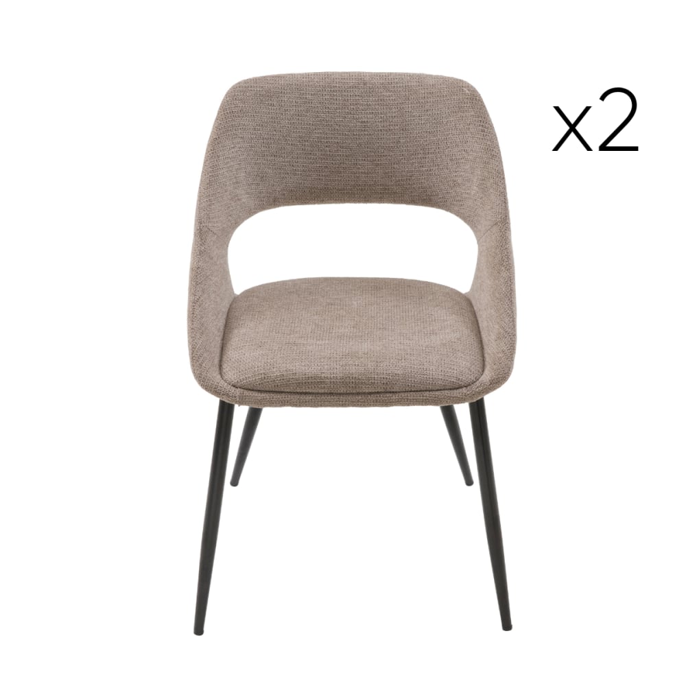 Signature Set aus 2 Stühlen aus taupefarbenem Stoff mit Metallgestell - H52 cm style modern - Stoff