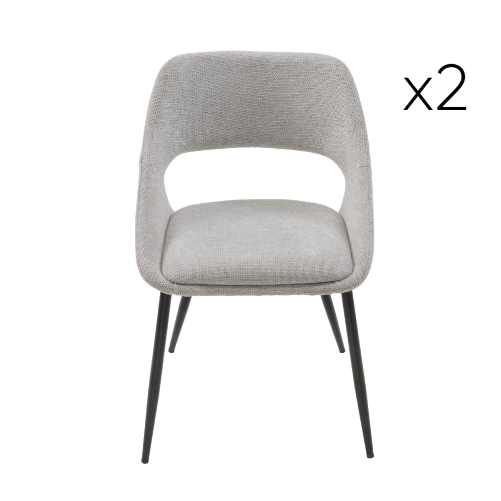 Signature Set aus 2 Stühlen aus taupefarbenem Stoff mit Metallgestell - H52 cm style modern Grau Stoff