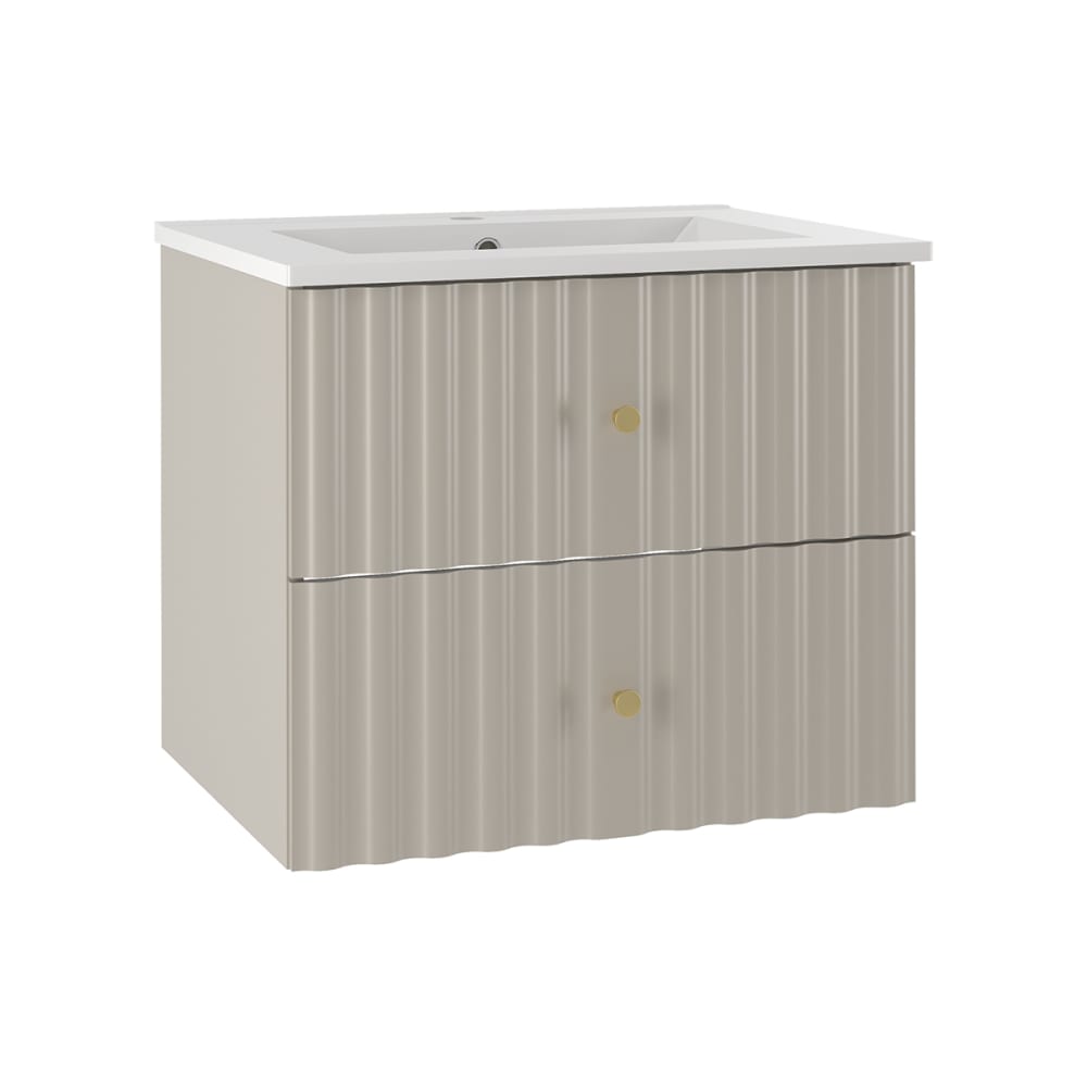 Meuble vasque encastrée stratifiés beige