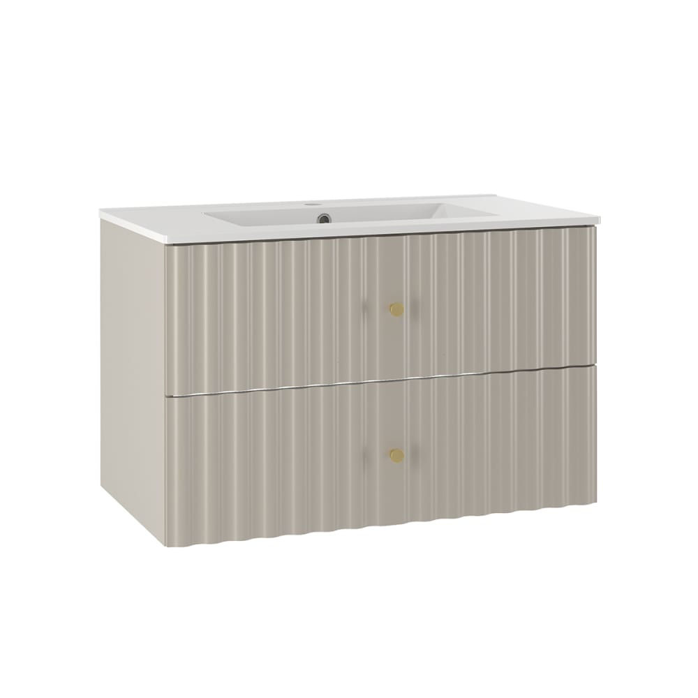 Meuble vasque encastrée stratifiés beige