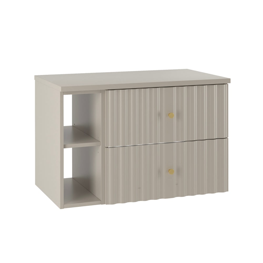 Petits meubles Meuble sous-vasque 80cm 2 niches plan panneaux mélaminé et mdf beige Beige Panneau De Particules - 81x52x47cm